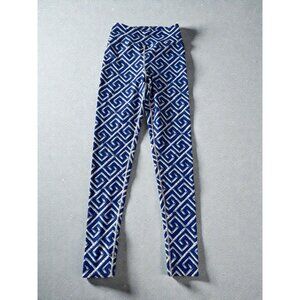 LELAND GAL Blue White Patterned Active Tights Leggings Size Medium